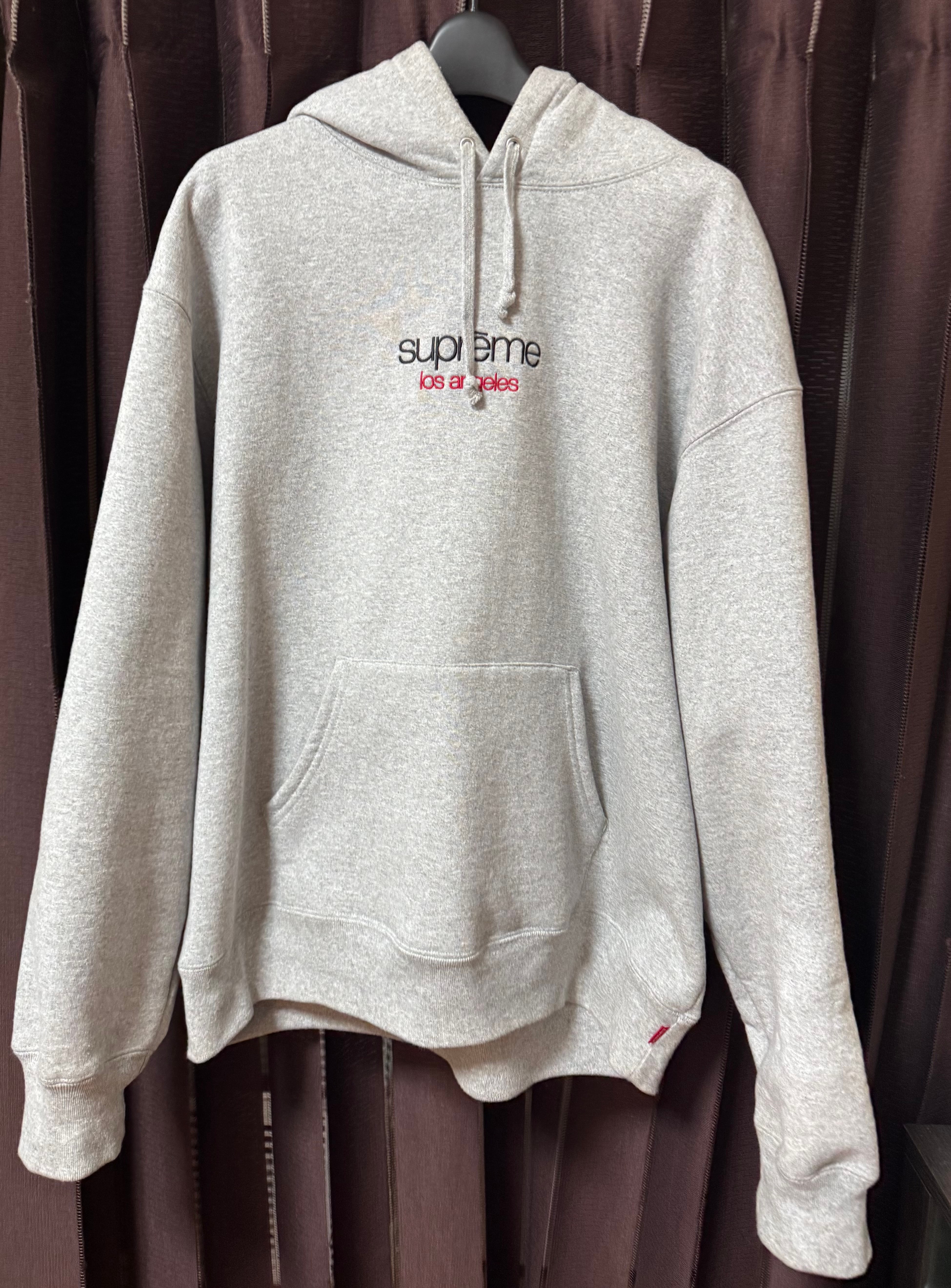 Supreme Classic Logo Shop Hooded Sweatshirt (Los Angels) "Heather Grey"