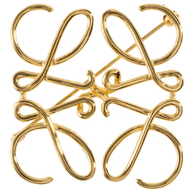 LOEWE ロエベ アナグラム ブローチ 111.25.020 真鍮 ゴールド【中古】