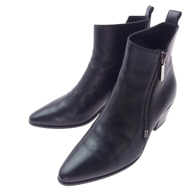 SAINT LAURENT サンローラン ブーツ 484829 ROCK 40 ZIP BOOTIE サイドジップ ヒール レザー ブーツ ブラック系 36.5【中古】