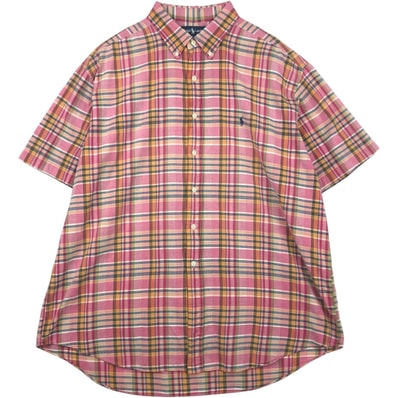 古着 ラルフローレン Ralph Lauren BLAKE 半袖 ボタンダウン チェックシャツ メンズXXL相当/eaa641155
