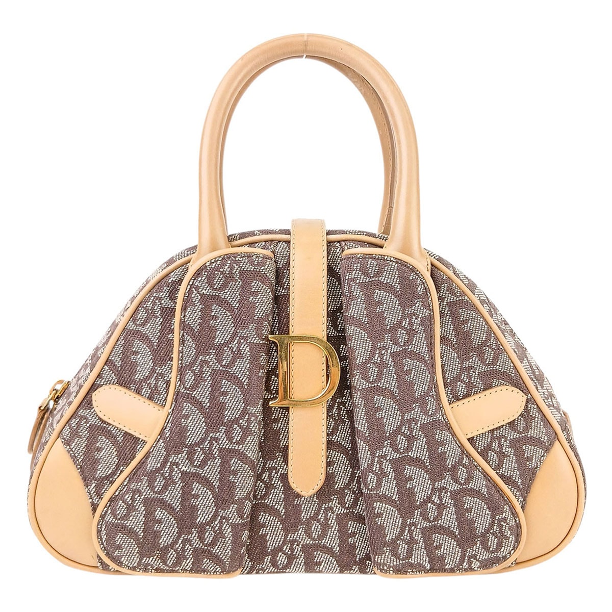 Christian Dior クリスチャンディオール ダブル サドルバッグ トロッター柄 ボストンバッグ ハンドバッグ キャンバス ベージュ レディース【中古】