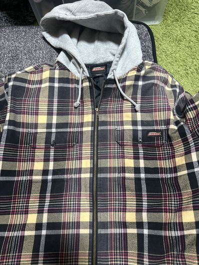 Supreme x Dickies Plaid Hooded Zip Up Shirt "Black"