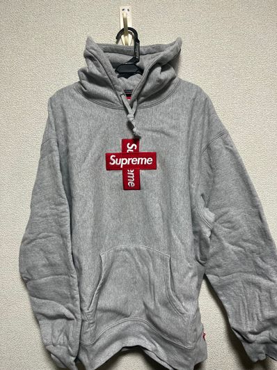 Supreme Cross Box Logo Hooded Sweatshirt "Grey"