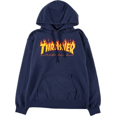 古着 スラッシャー THRASHER ファイヤーパターン スウェットプルオーバーパーカー メンズS相当/eaa577028