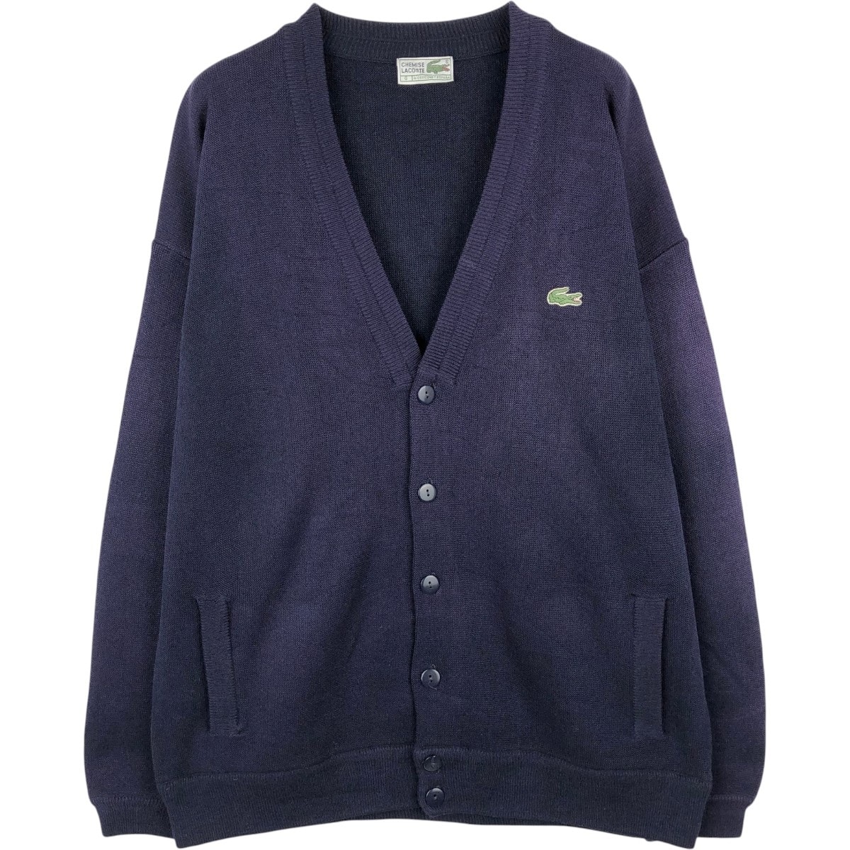 古着 70~80年代 ラコステ LACOSTE CHEMISE アクリルニットカーディガン スペイン製 メンズXL相当 ヴィンテージ/eaa663556