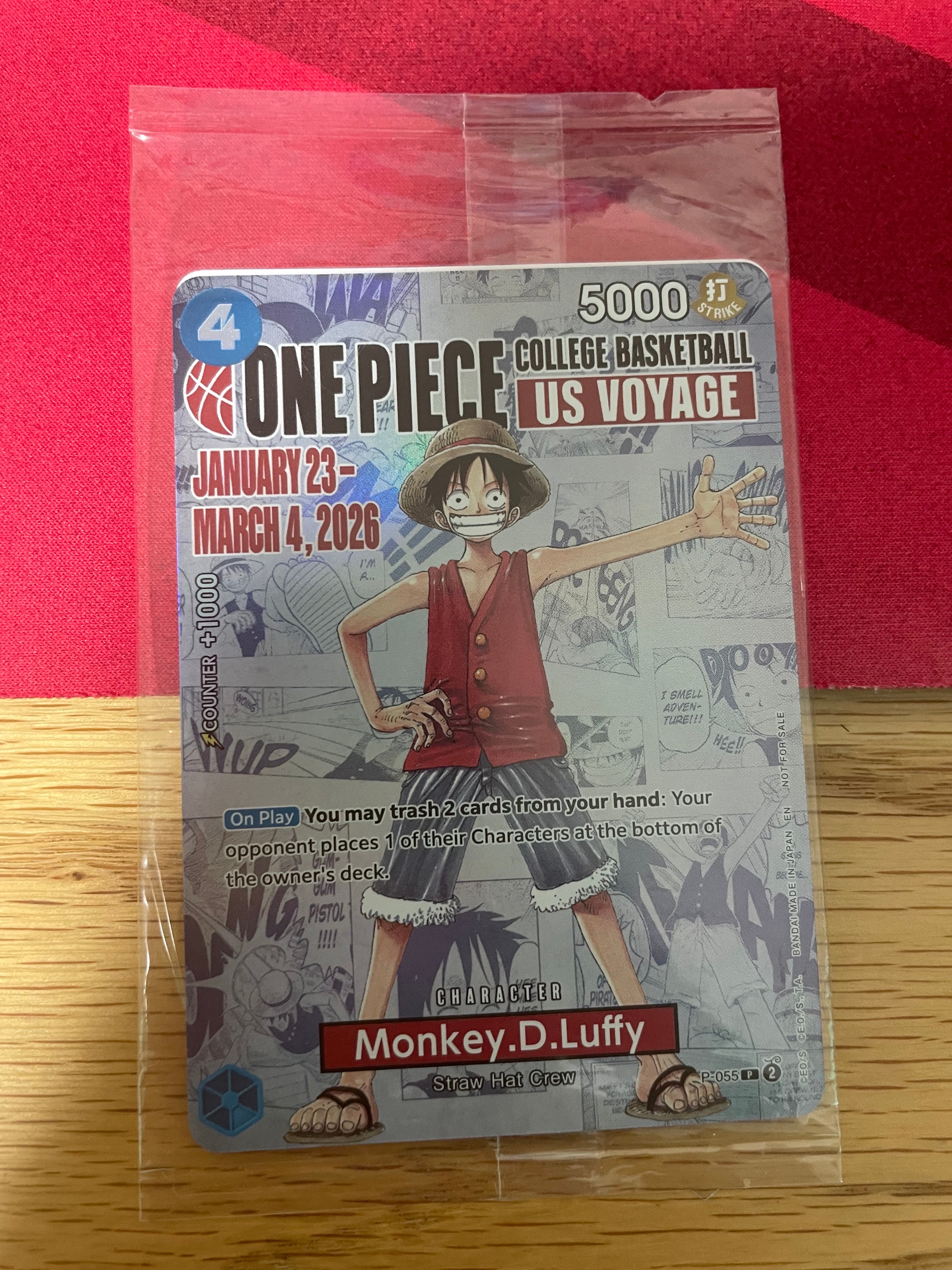 モンキー・D・ルフィ:P (開封済) [P-055]【英語版】(プロモーションカード「ワンピース カレッジ バスケットボール:USボヤージュ」)