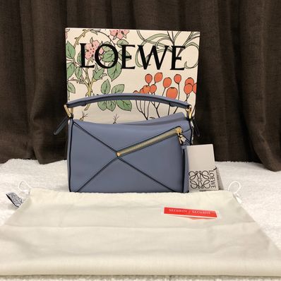 LOEWE Small Puzzle Bag In Classic Calfskin "Atlantic Blue"