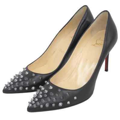 美品 クリスチャンルブタン パンプス SPIKY SHELL ブラック 36.5