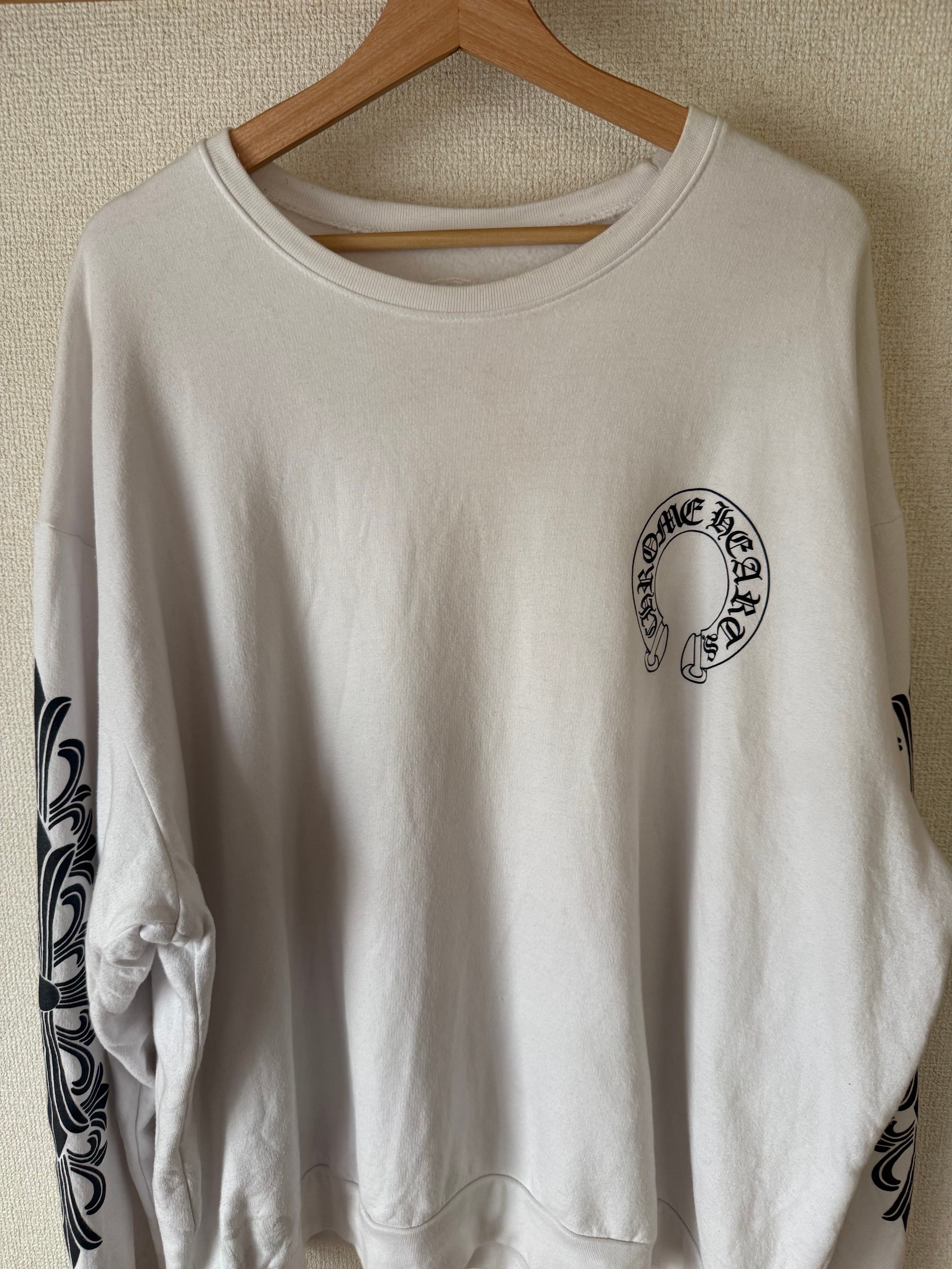 Chrome Hearts Floral Cross Horseshoe Back Print Sweatshirt "White"
