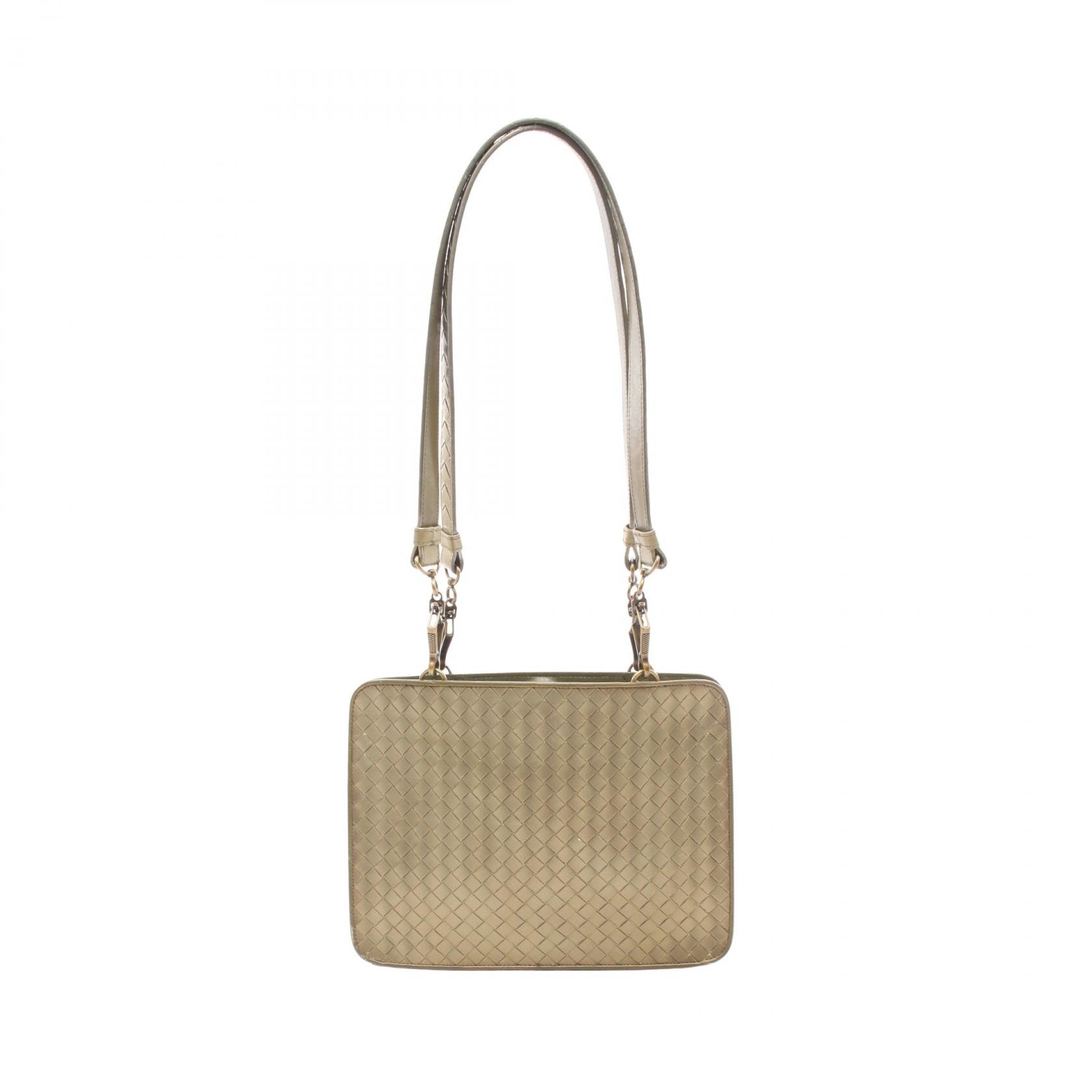 ボッテガヴェネタ BOTTEGA VENETA イントレチャート ショルダーバッグ バッグ レザー レディース ゴールド系 / カーキ系 【中古】