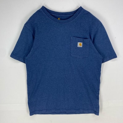 古着 カーハート Carhartt 半袖Tシャツ 胸ポケット ワンポイント クルーネック ショートスリーブ M ブルー系 メンズ