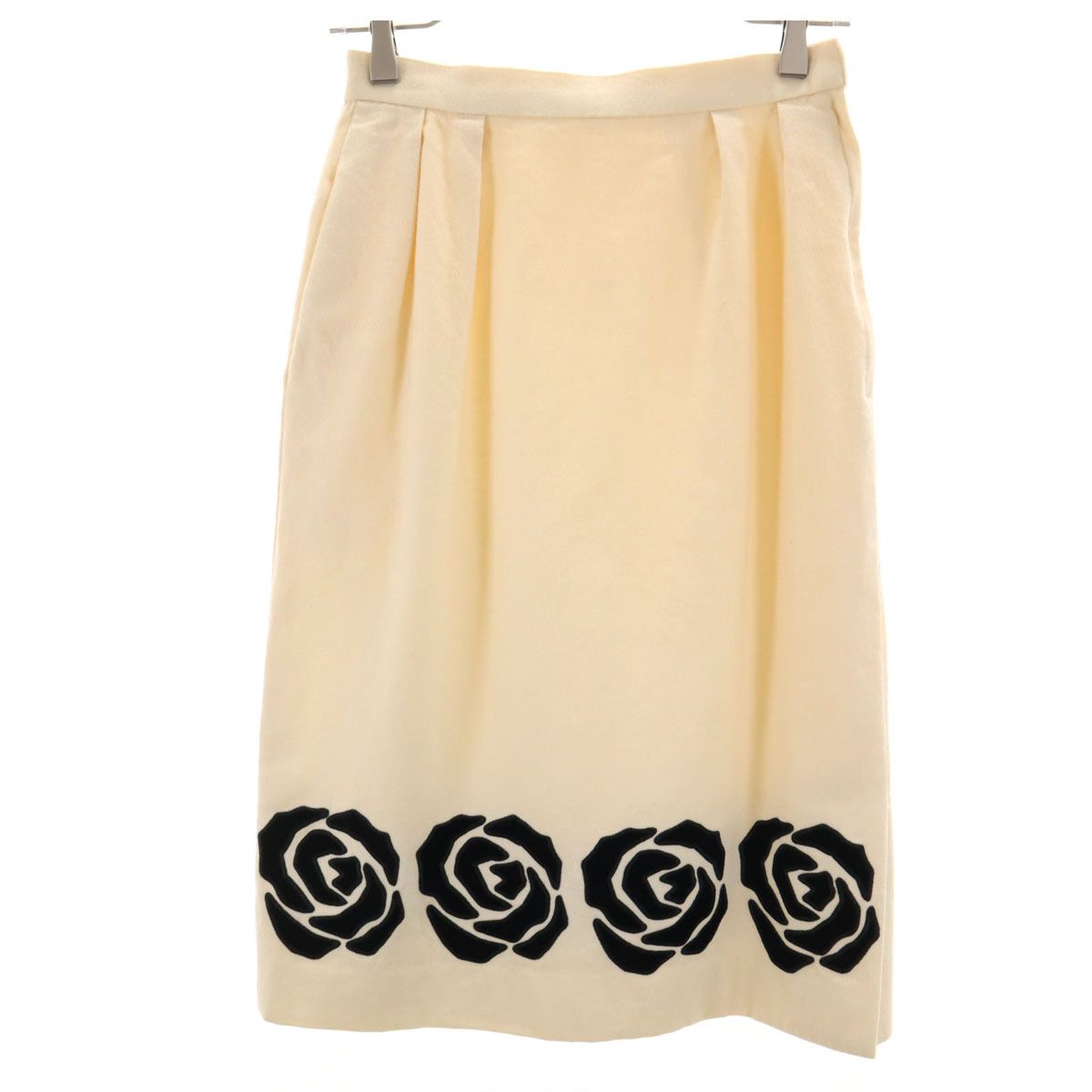 Christian Dior クリスチャンディオール 90s PRET-A-PORTER ウール オールド ミディ丈 スカート M オフホワイト