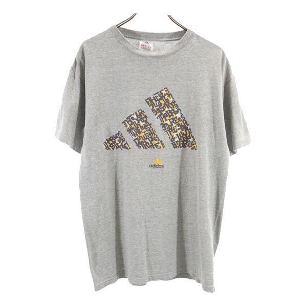 adidas アディダス 90s オールド USA製 ロゴプリント 半袖 Tシャツ S グレー