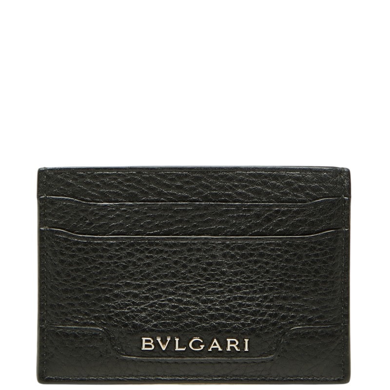 ブルガリ ロゴ カードケース ブラック レザー レディース BVLGARI 中古