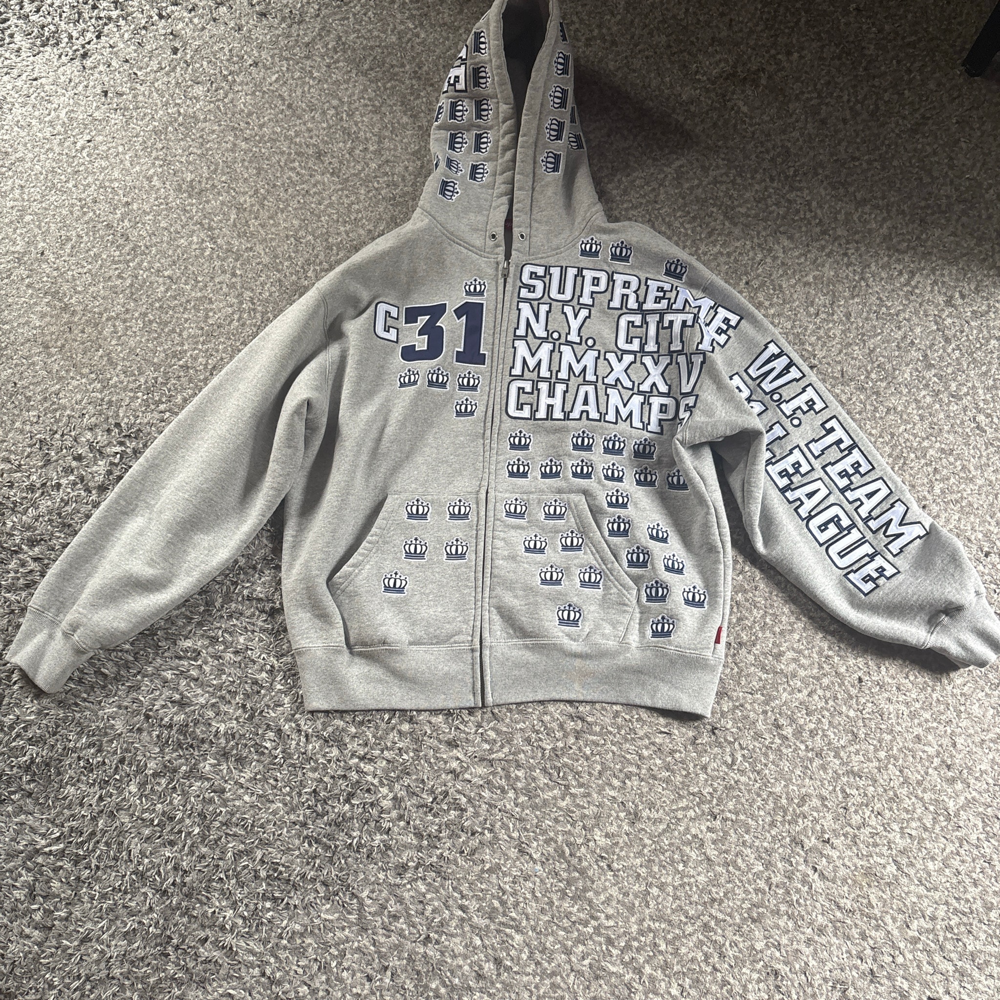 Supreme League Champs Zip Up Hooded Sweatshirt 