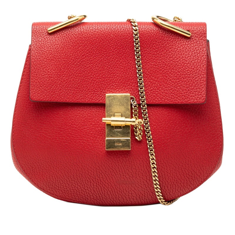 クロエ ドリュー チェーン ショルダーバッグ レッド レザー レディース Chloe 【中古】
