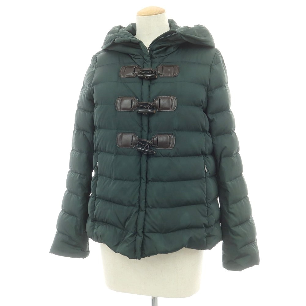 【中古】マックスマーラ MAX MARA ナイロン フーデッド ダウンジャケット ブルゾン ダークグリーン【サイズ36】【レディース】