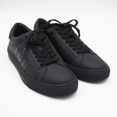 極美品 DSQUARED2 ディースクエアード レザー CASSETTA SNEAKERS 42 27 SNM0384 スニーカー ブラック カーフレザー ラバー メンズ