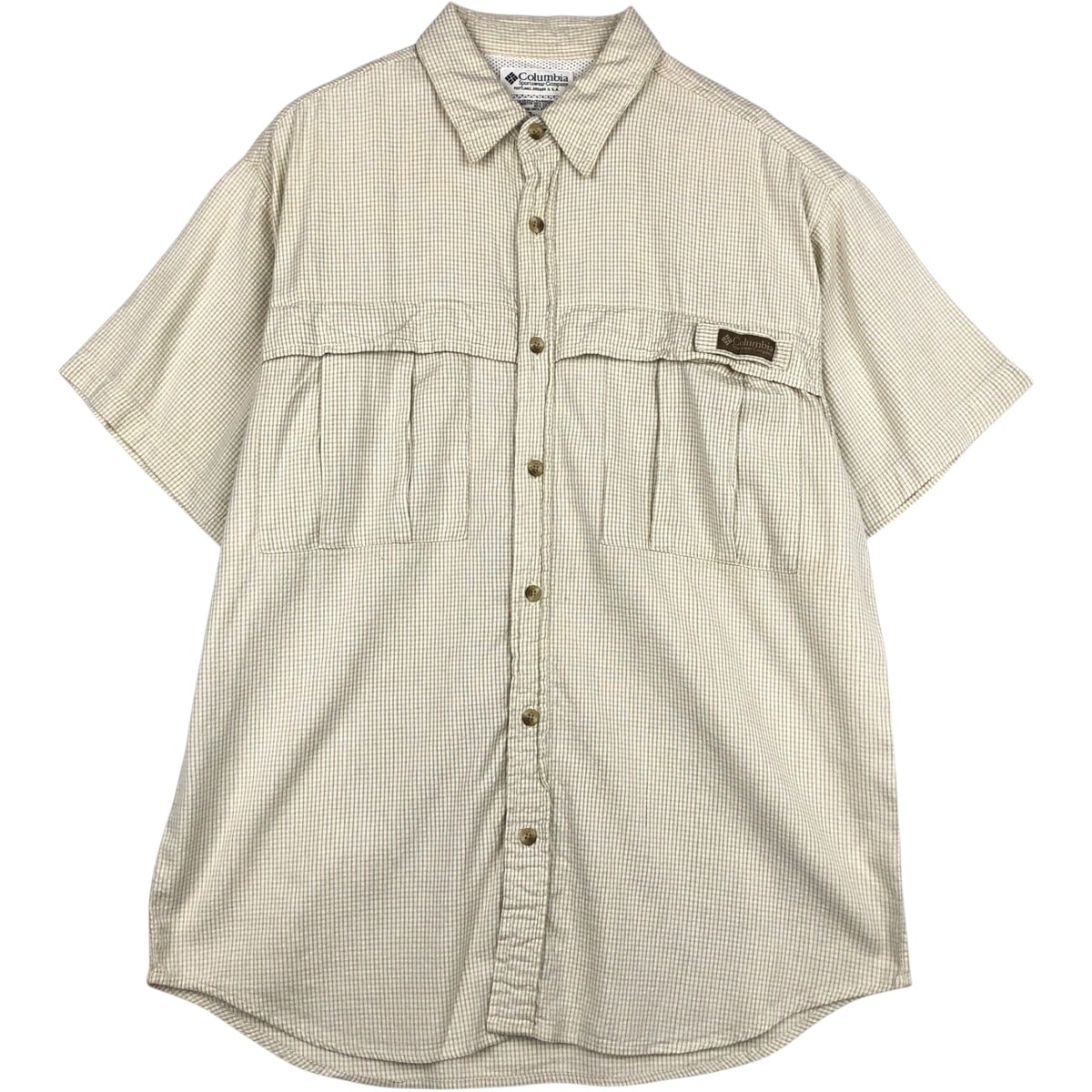 古着 90~00年代 コロンビア Columbia チェック柄 半袖 コットン チェックシャツ メンズM相当/rab182172