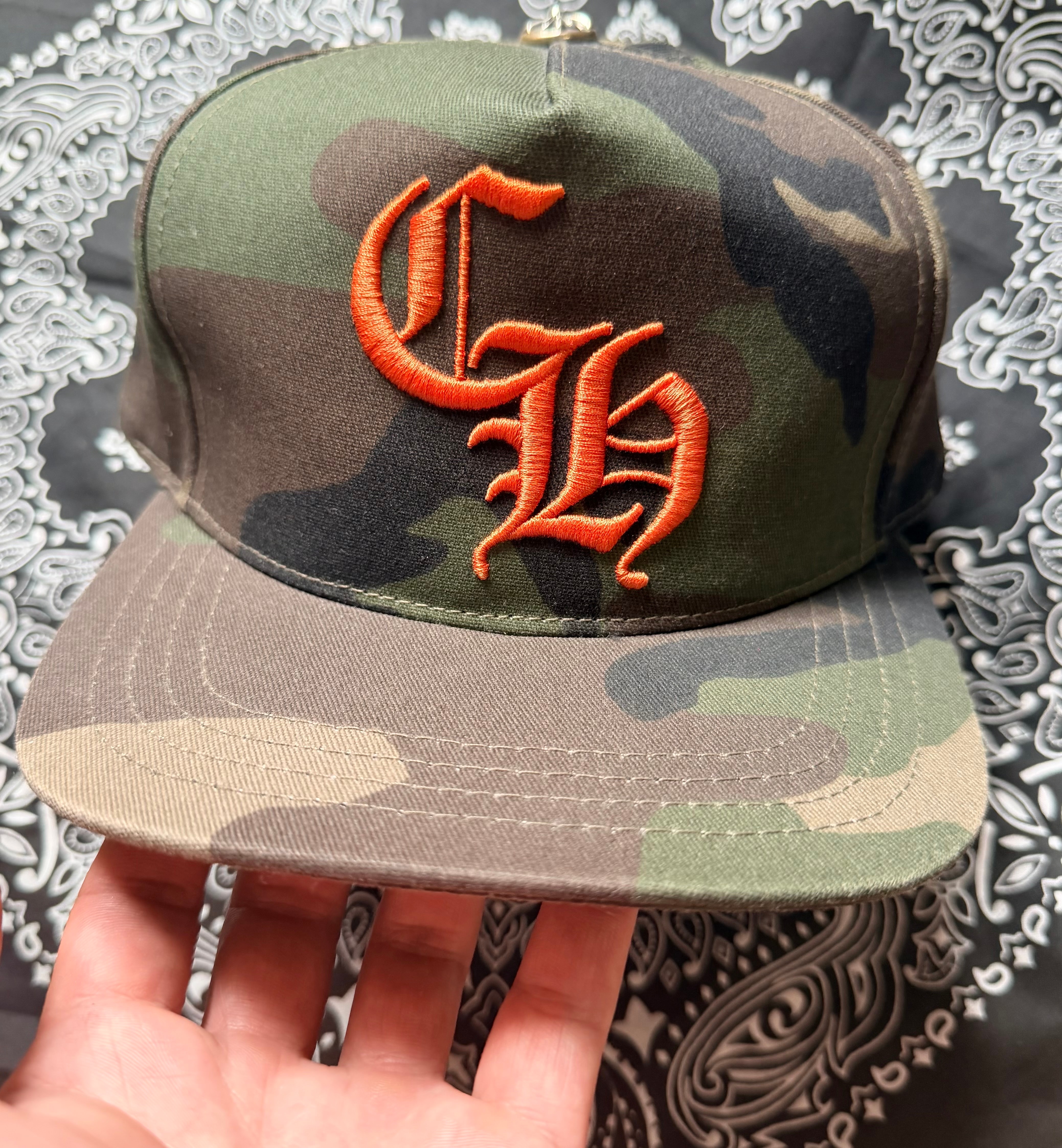 Chrome Hearts CH Embroidery Camouflage Cap "Green/Orange"