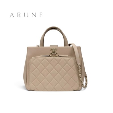 シャネル CHANEL ビジネスアフィニティ バッグ ショルダーバッグ ベージュ ゴールド マトラッセ ココマーク ターンロック キャビアスキン チェーン ハンドバッグ 2way