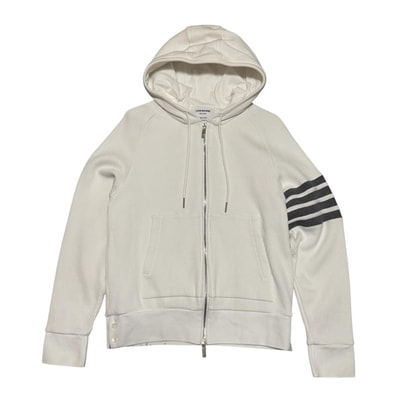 トムブラウン Thom Browne 4-BAR ジップアップパーカー ホワイト #1 メンズ