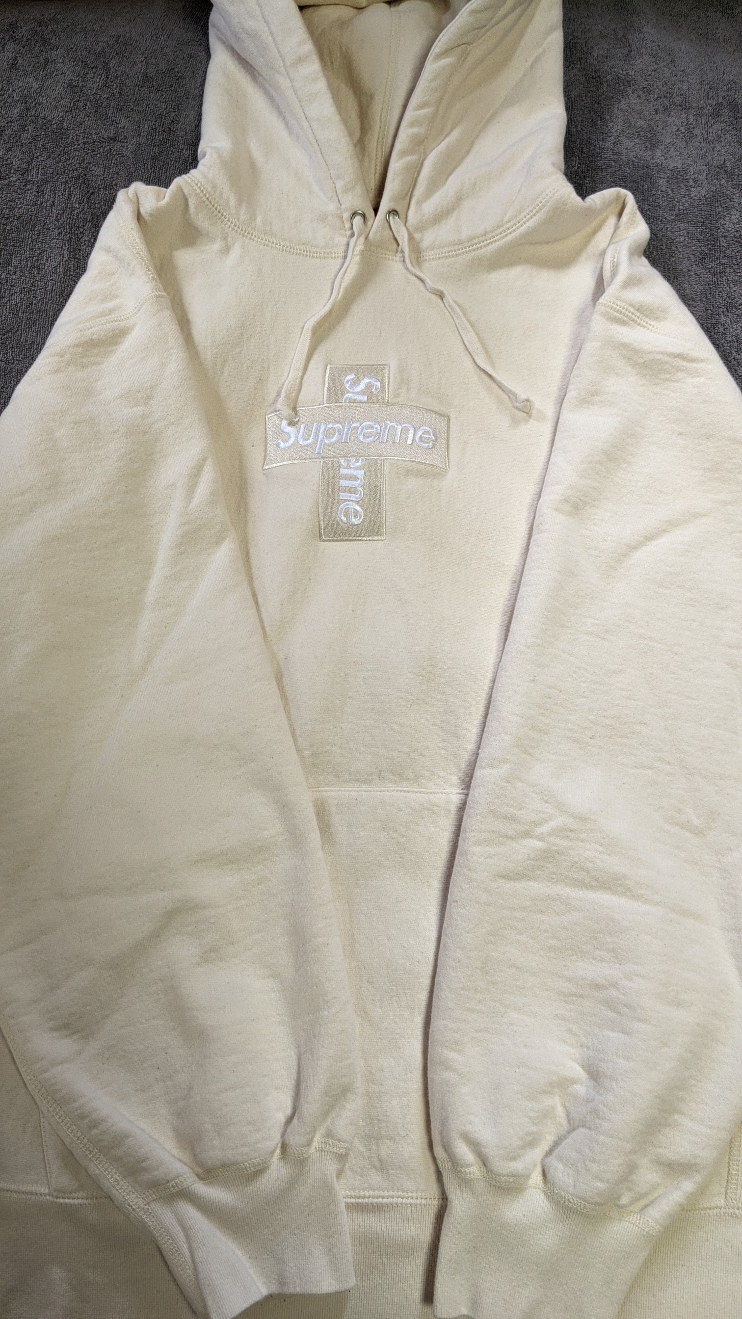 Supreme Cross Box Logo Hooded Sweatshirt "Natural"