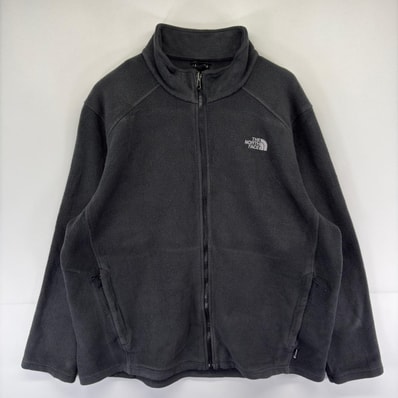 古着 ザ・ノースフェイス THE NORTH FACE フリース ジャケット フルジップ アウトドア ワンポイントロゴ 2XL ブラック系 メンズ