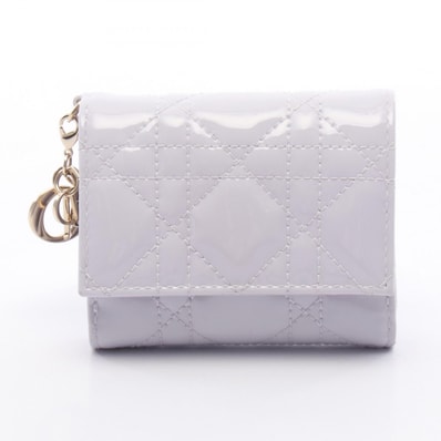 ディオール Dior LADY DIOR ロータスウォレット 三つ折り財布 財布 パテントレザー レディース パープル系 S0181OVRB 【中古】