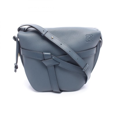 ロエベ LOEWE ゲートバッグ ミディアム ショルダーバッグ バッグ レザー レディース ブルー系 【中古】