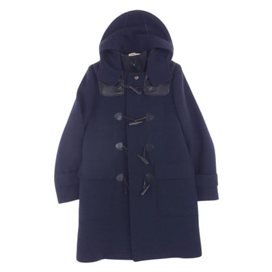 CELINE セリーヌ コート 2 8G94 4154 フィービー期 レザー ヨーク切替 ウール ラムレザー アーカイブ ダッフルコート ネイビー系 36【中古】
