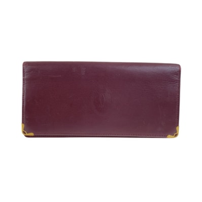 CARTIER カルティエ マストライン ワインレッド ゴールド金具 レザー 長財布 ロングウォレット 506253 【中古】