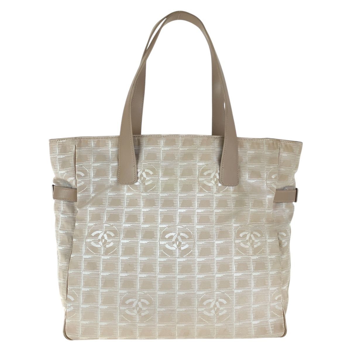 CHANEL シャネル ヴィンテージ ニュートラベルライン ベージュ シルバー金具 キャンバス レザー/ トートバッグ ショルダーバッグ 502243 【中古】