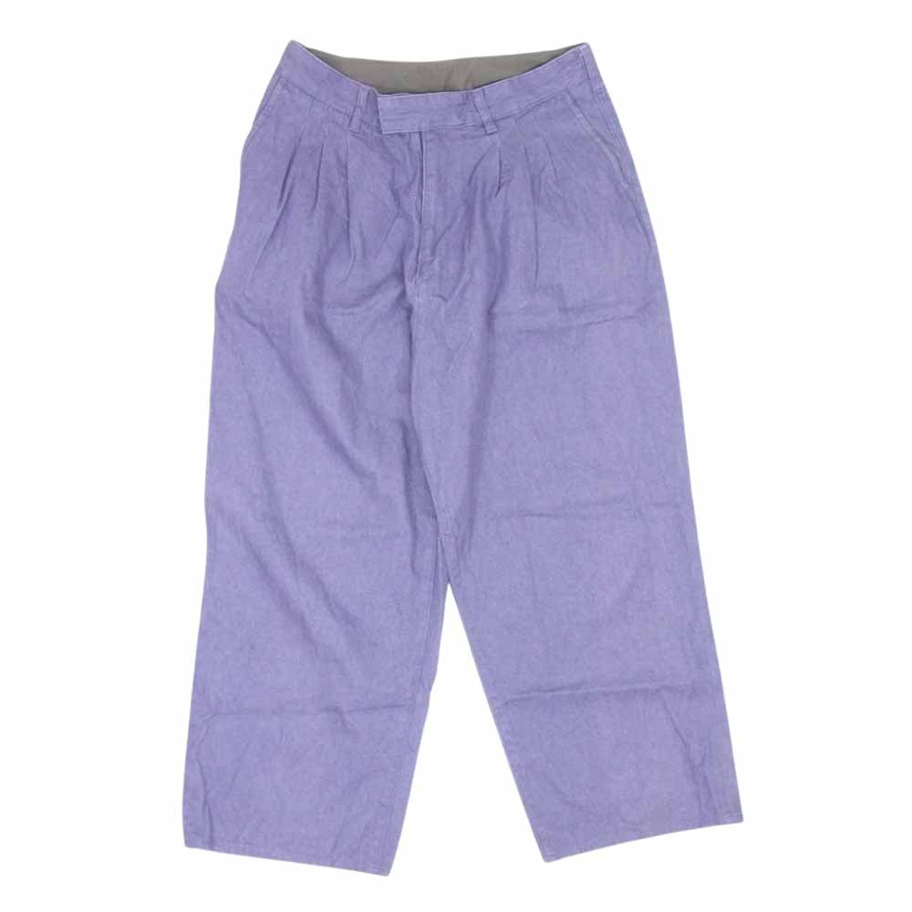 Adam et Rope' アダムエロペ パンツ GMS-03160-A 3タック ワイド デニムパンツ パープル系 L【中古】