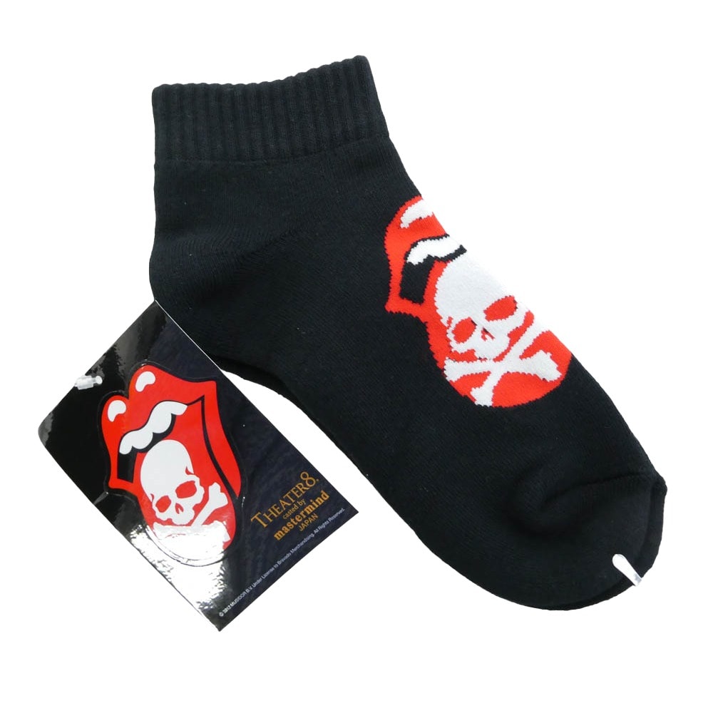 mastermind JAPAN マスターマインドジャパン 8LR-S001-BLACK THE ROLLING STONES ローリング ストーンズ スカル アンクル ソックス 靴下 ブラック系 レッド系 F【新古品】【未使用】【中古】
