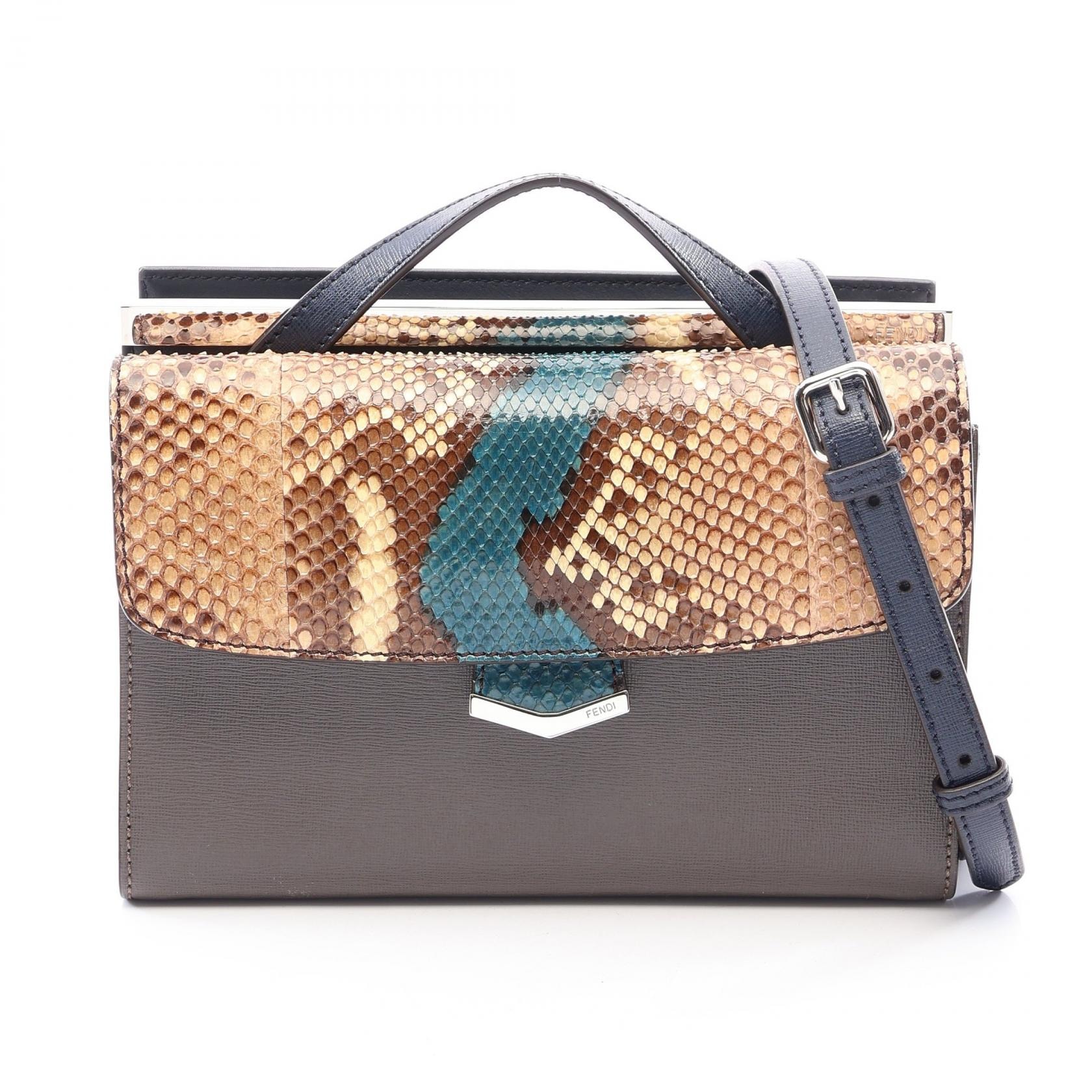 フェンディ FENDI デミ ジュール ピッコラ 2WAY ハンドバッグ バッグ レザー エキゾチックレザー レディース グレー系 / ネイビー系 / マルチカラー 8BT245 【中古】