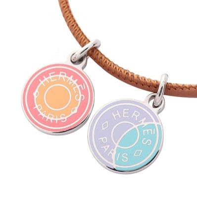 エルメス HERMES エクリプス ネックレス ジュエリー ステンレススチール レザー レディース シルバー系 / ブラウン系 【中古】