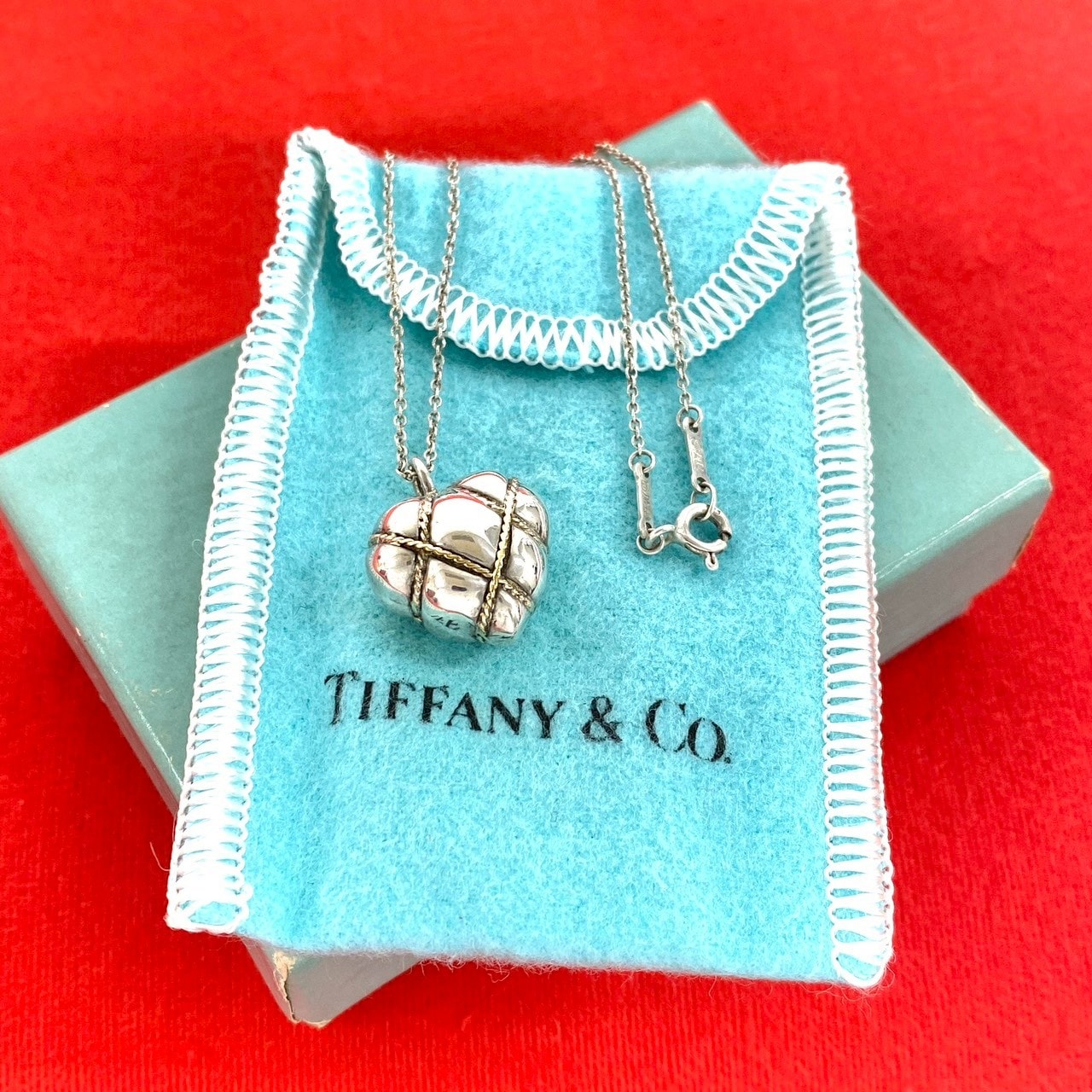 TIFFANY&Co. ティファニー チェーンクロス ハート ネックレス シルバー925 K18イエローゴールド ネックレス シルバー
 33466