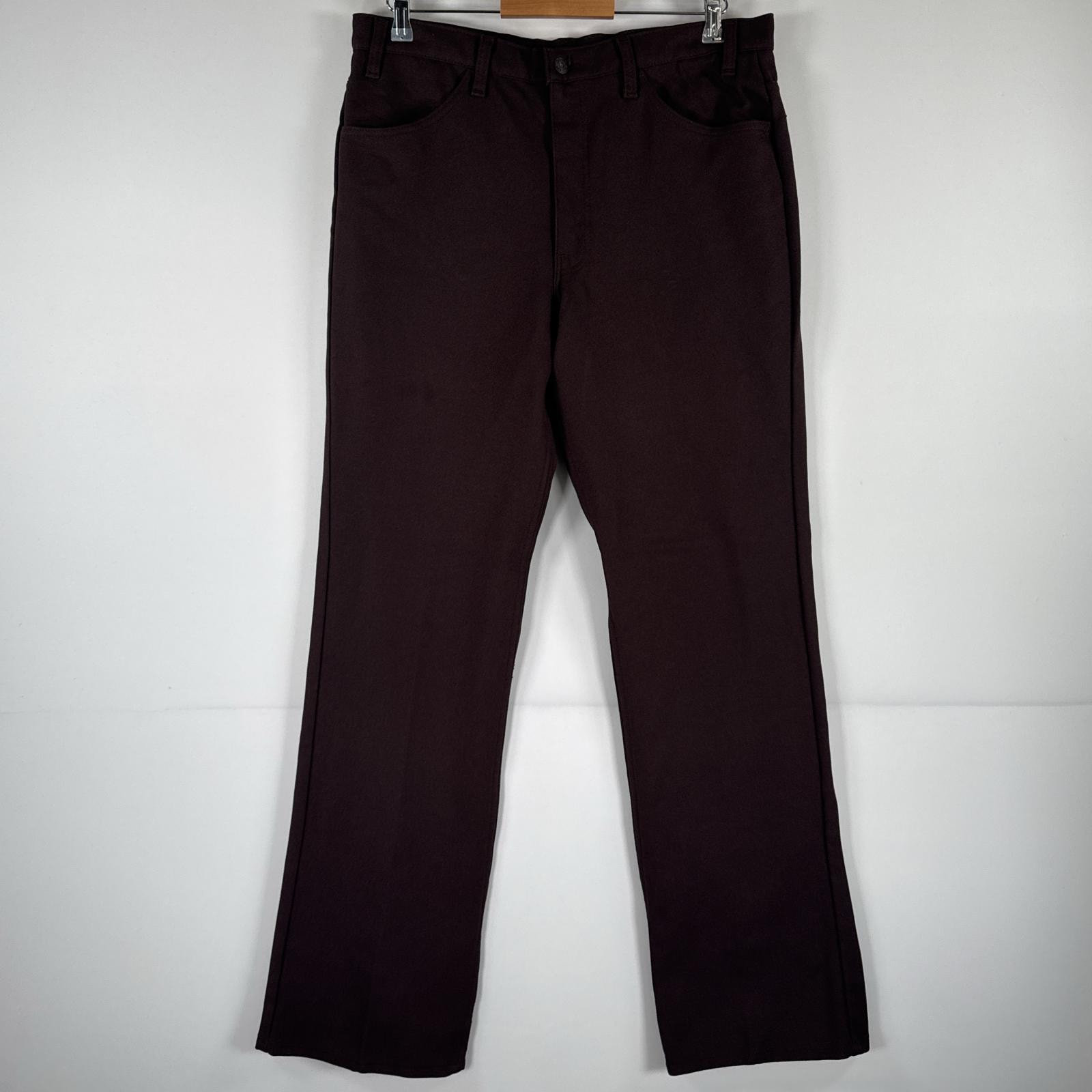 古着 90's/90年代 リーバイス Levi's USA製 スラックスパンツ ランチャーパンツ フレア ブーツカット ポリエステル w36 L34 ブラウン メンズ