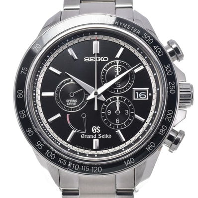 セイコー SEIKO SBGB003/9R84-0AA0 グランドセイコー クロノグラフ ブラック スプリングドライブ メンズ 良品 腕時計 J#147991