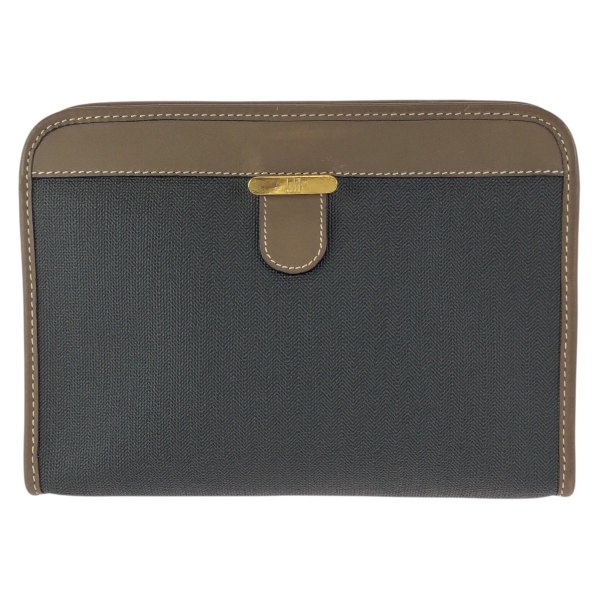 美品 Dunhill ダンヒル グレー ブラウン ゴールド金具 PVC レザー/ クラッチバッグ セカンドバッグ 601908 【中古】