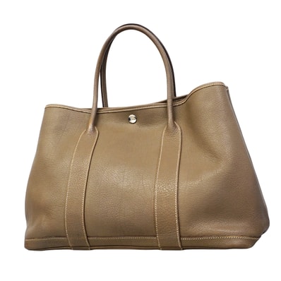 【6fa1938】エルメス トートバッグ ガーデンパーティPM ネゴンダ エトゥープ シルバー金具 □K刻印【中古】レディース