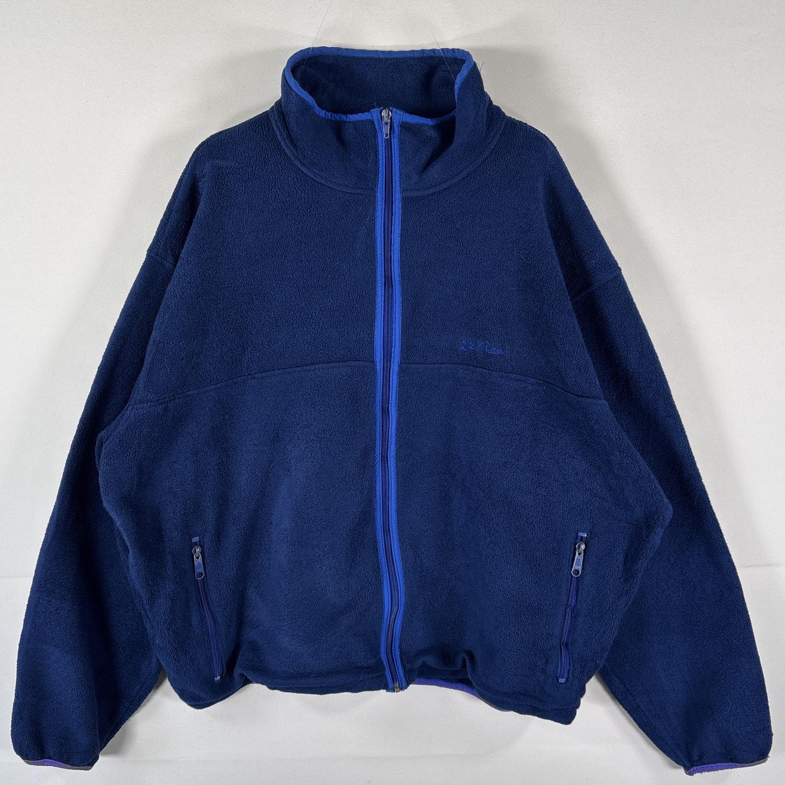 古着 80's/80年代 ヴィンテージ エルエルビーン L.L.Bean フルジップフリースジャケット ワンポイント刺繍 筆記体 ロゴ ブルー系 メンズ