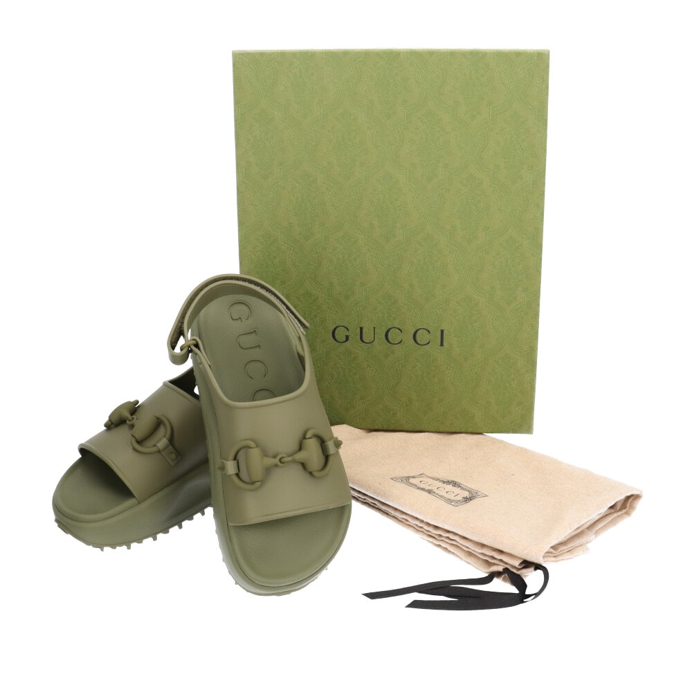 グッチ フラットフォームラバーサンダル ホースビット サンダル ラバー 747752 メンズ GUCCI  中古