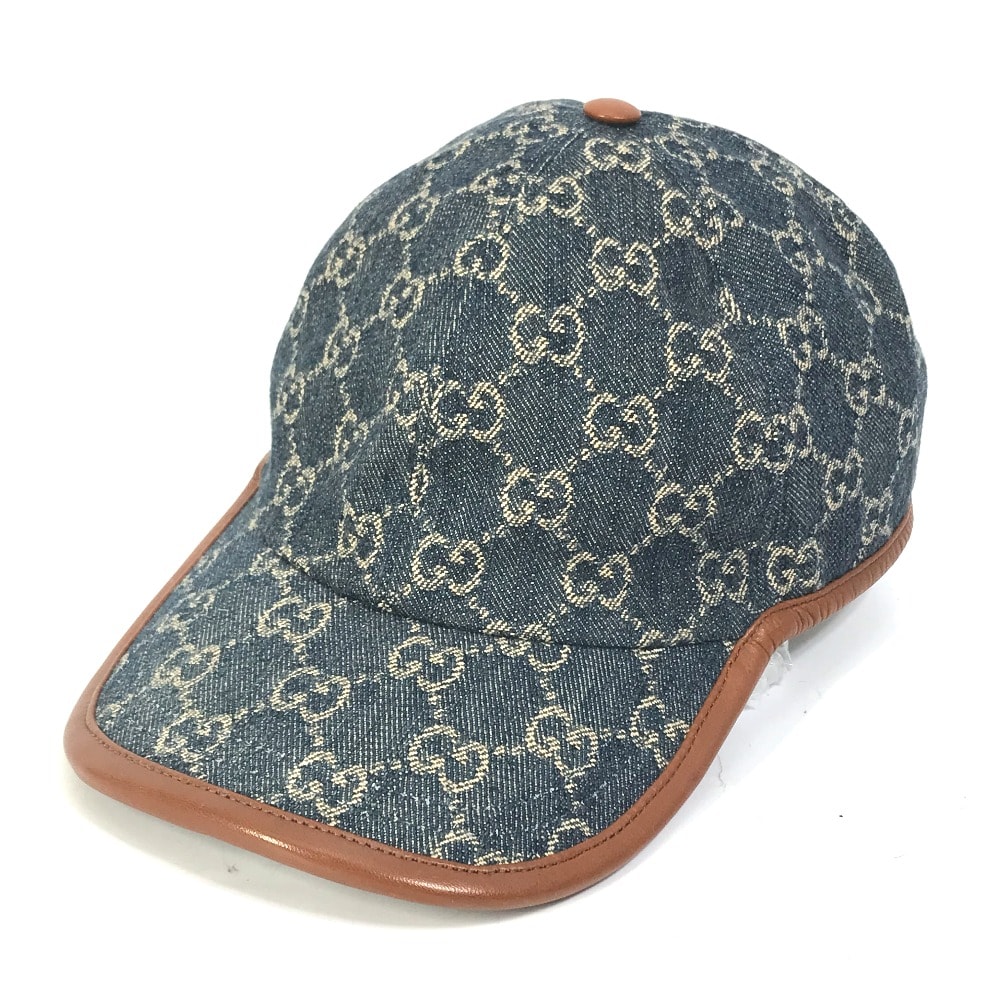 グッチ GUCCI GG ロゴ 656206 デニム 帽子 キャップ帽 ベースボール キャップ GGキャンバス ネイビー