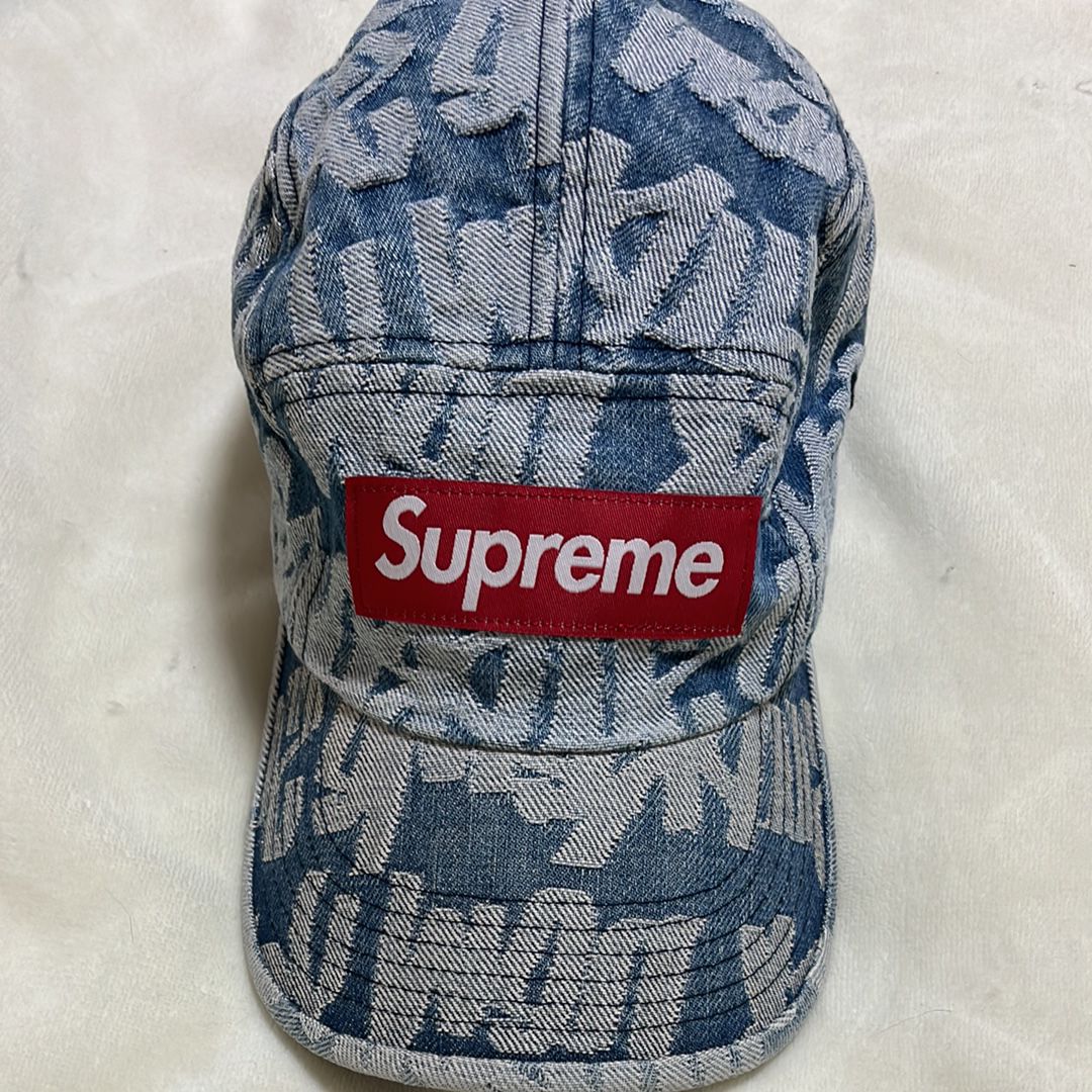 Supreme Fat Tip Jacquard Denim Camp Cap "Blue"