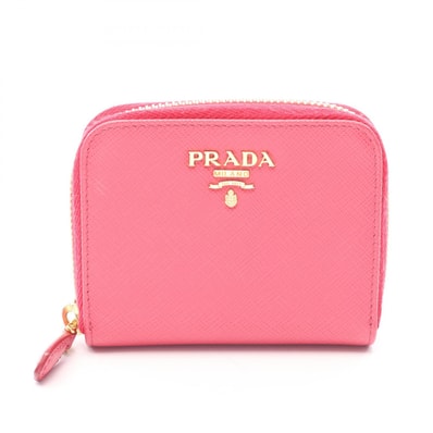 プラダ PRADA SAFFIANO METAL ラウンドファスナー コインケース 財布 サフィアーノレザー レディース ピンク系 1MM268 【中古】