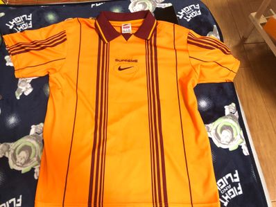 Supreme / Nike Jewel Stripe Soccer Jersey "Orange"