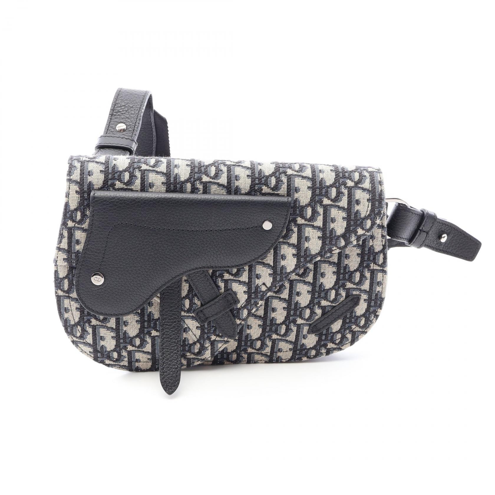ディオール Dior SADDLE サドル オブリーク メッセンジャーバッグ ショルダーバッグ バッグ キャンバス レザー レディース ベージュ系 / ネイビー系 【中古】