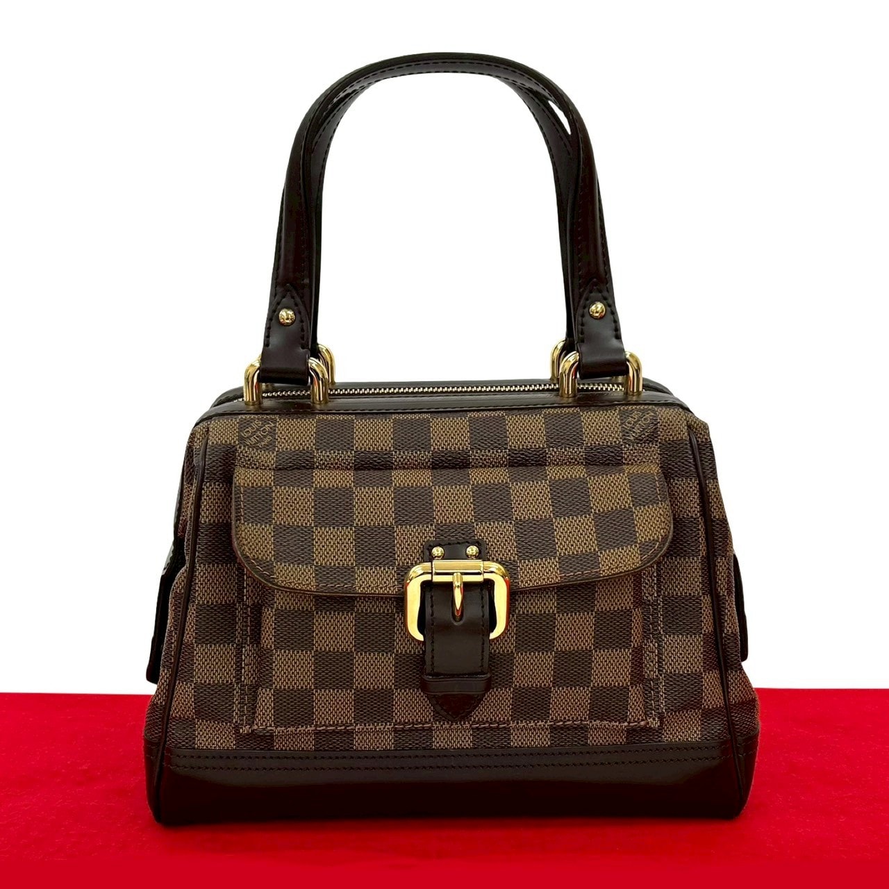 LOUIS VUITTON ルイヴィトン ナイツ ブリッジ ダミエ レザー PVC ハンドバッグ ブラウン
 19433